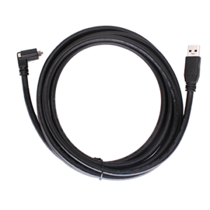 USB3.0 Cable, Micro-B male (with screw), Angle (down) to A male, 2 m